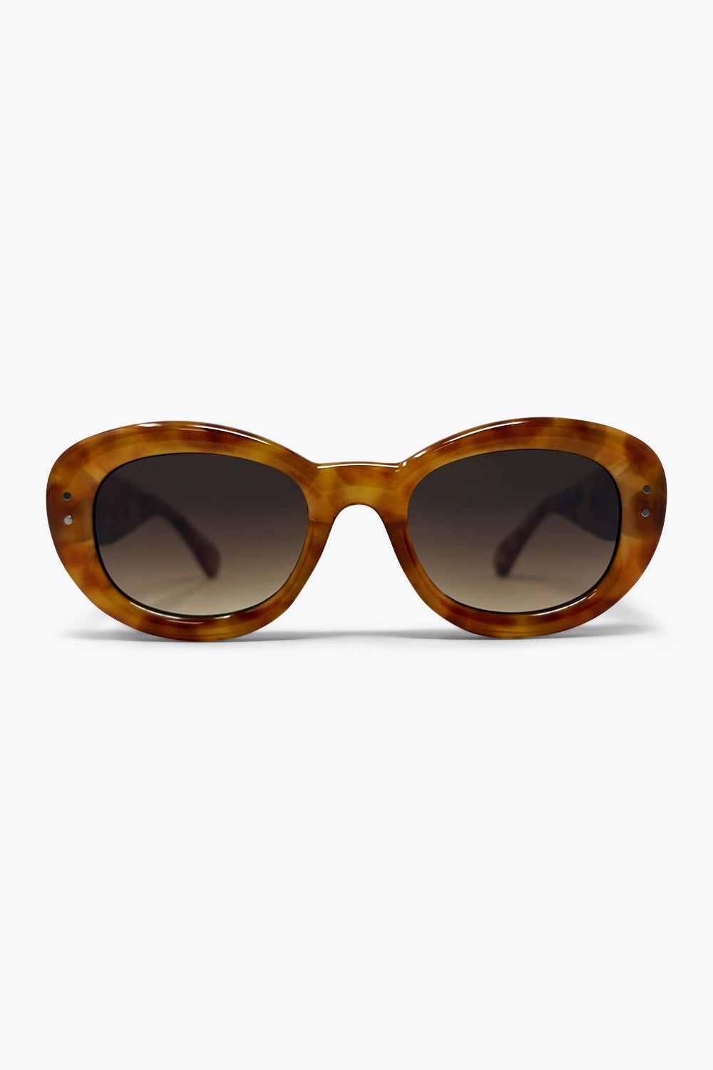 Brown Tortoiseshell Oval Frame Gradient Lens Sunglasses