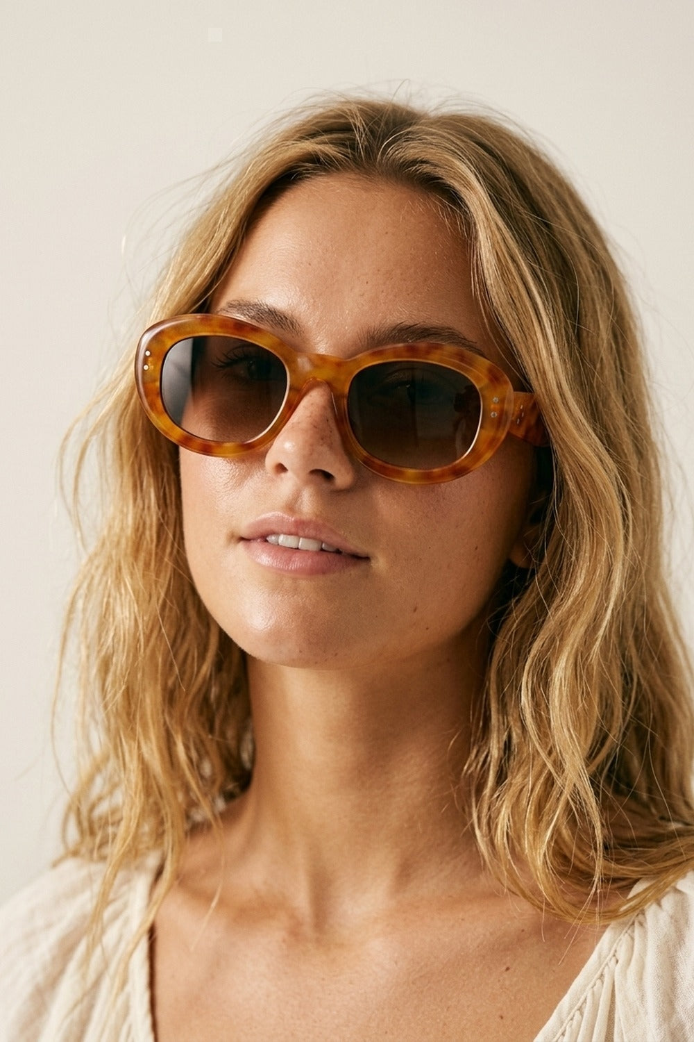 Brown Tortoiseshell Oval Frame Gradient Lens Sunglasses