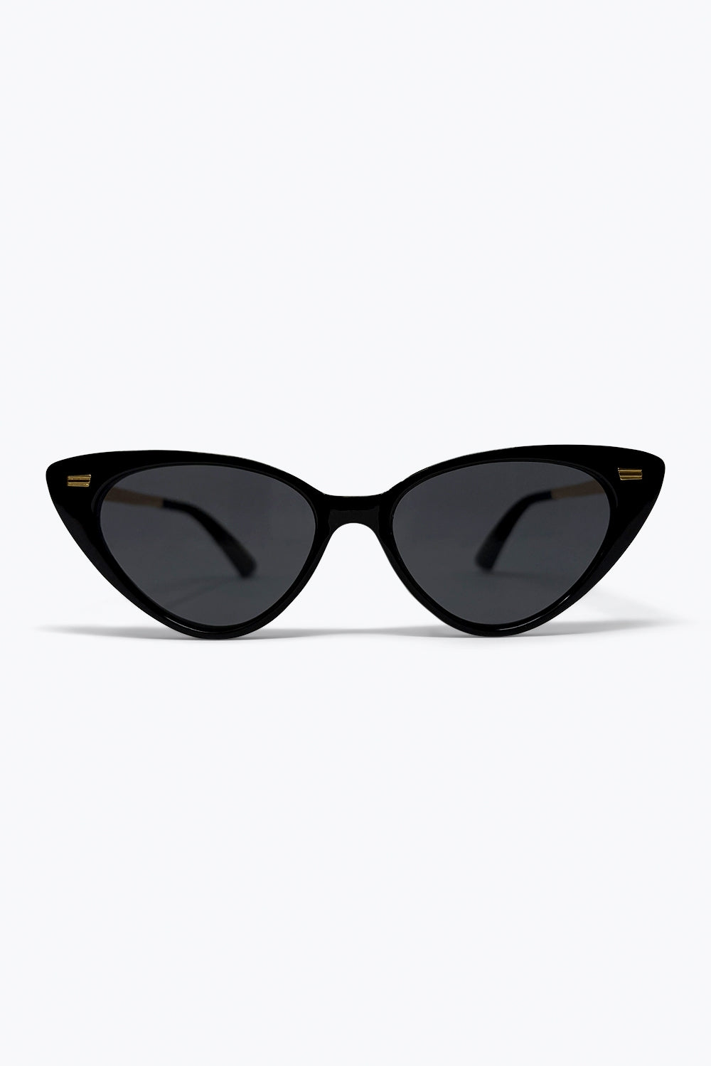 Black Cat Eye Glossy Frame Gold Detail Sunglasses