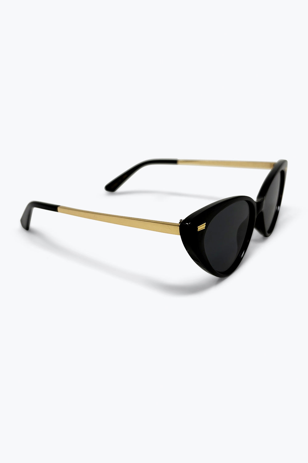 Black Cat Eye Glossy Frame Gold Detail Sunglasses