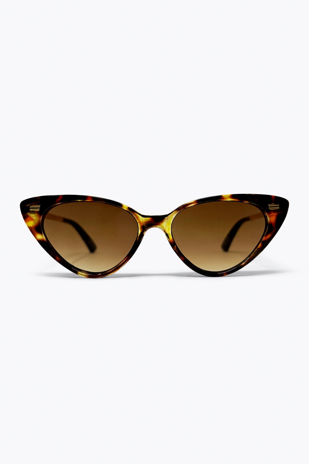 Brown Tortoiseshell Cat Eye Acetate Frame Slim Sunglasses