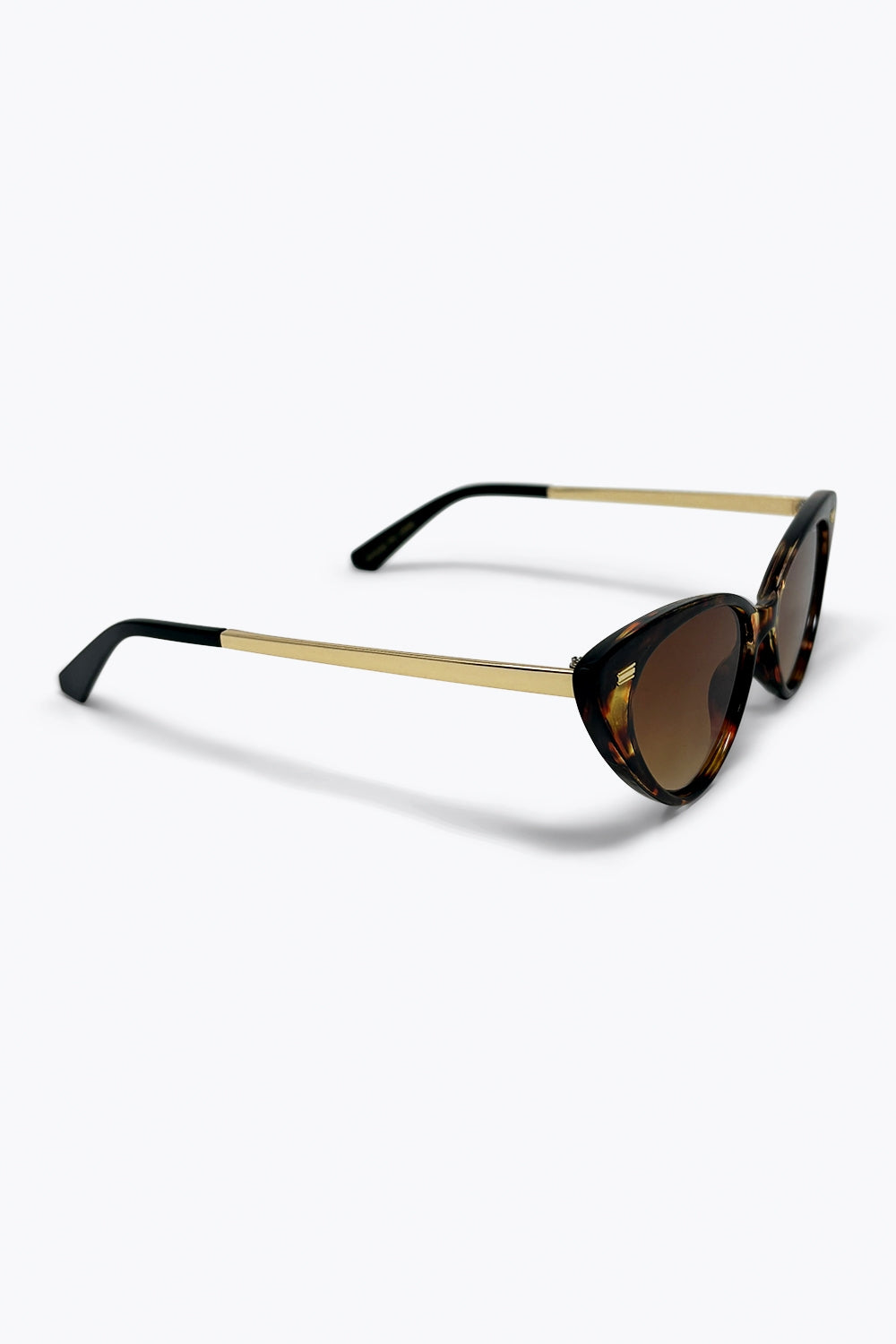 Brown Tortoiseshell Cat Eye Acetate Frame Slim Sunglasses