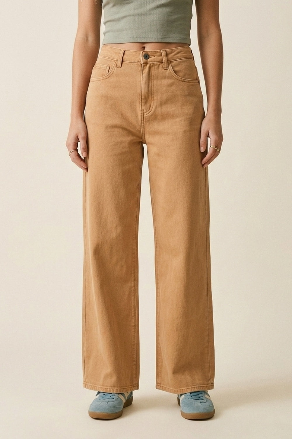 Orange Wide-Leg Pants with lightweight Twill - Coloured Jeans