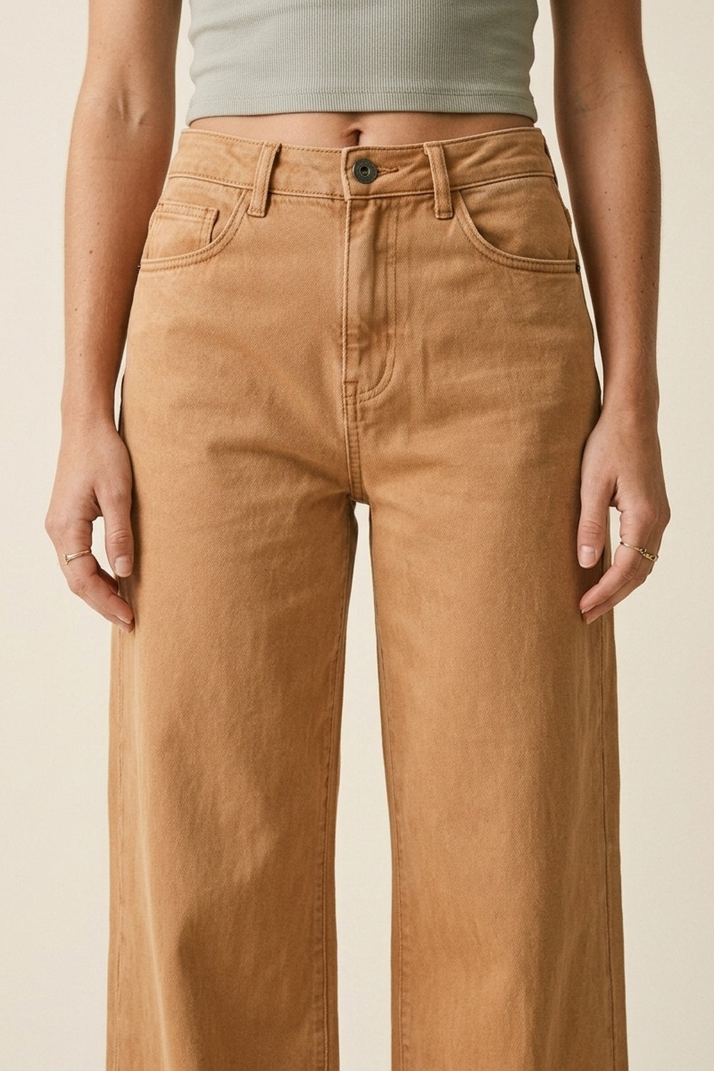 Orange Wide-Leg Pants with lightweight Twill - Coloured Jeans