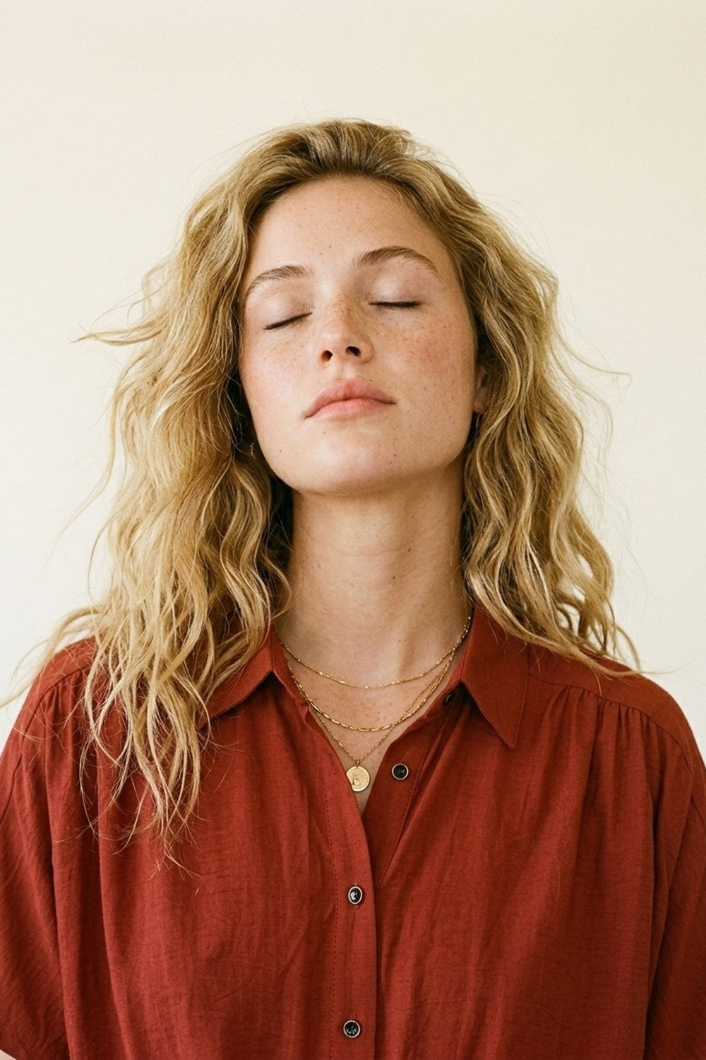 Button-down Short Sleeve Shirt with tie front hem in terracotta - Shirts