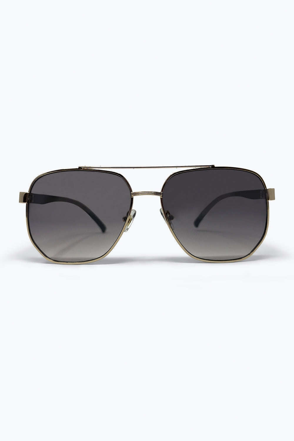 Squared Metal Sunglasses in Brown Smoke Lens