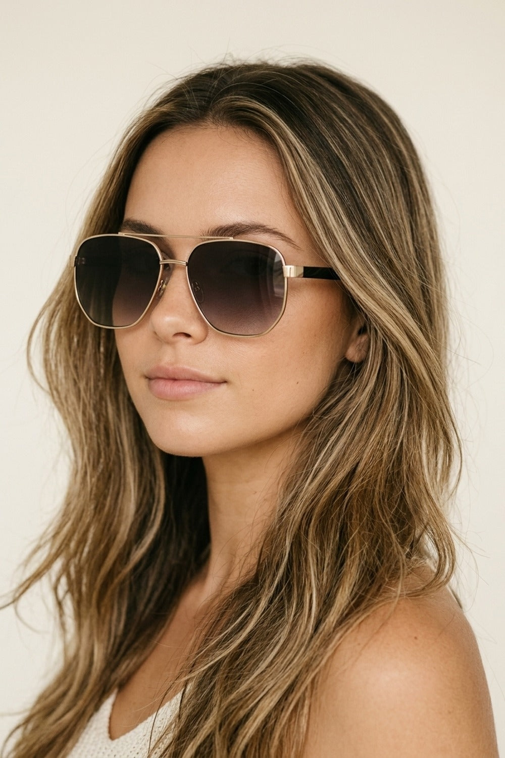 Squared Metal Sunglasses in Brown Smoke Lens