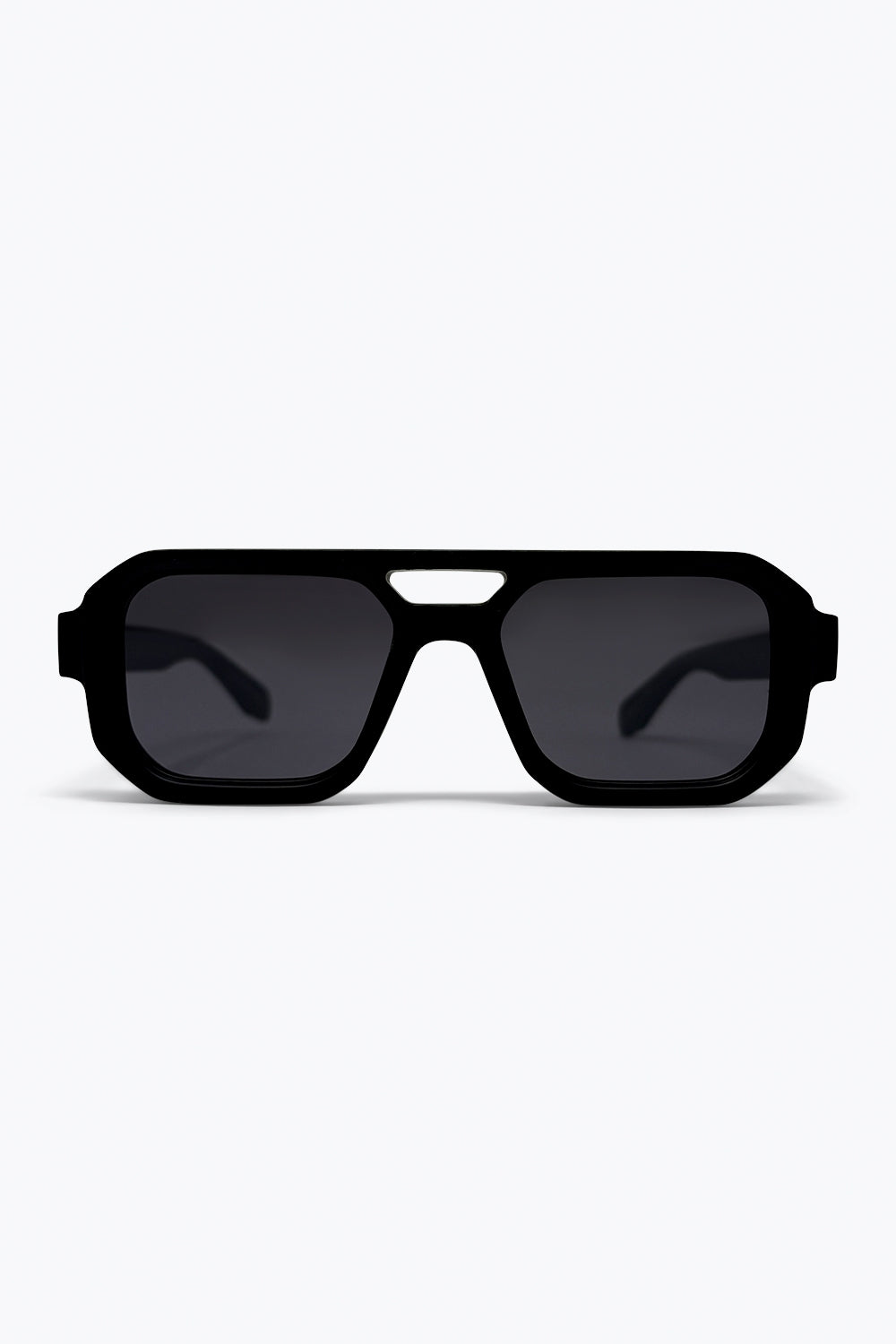 Black Oversize Geometric Frame Thick Temple Urban Sunglasses