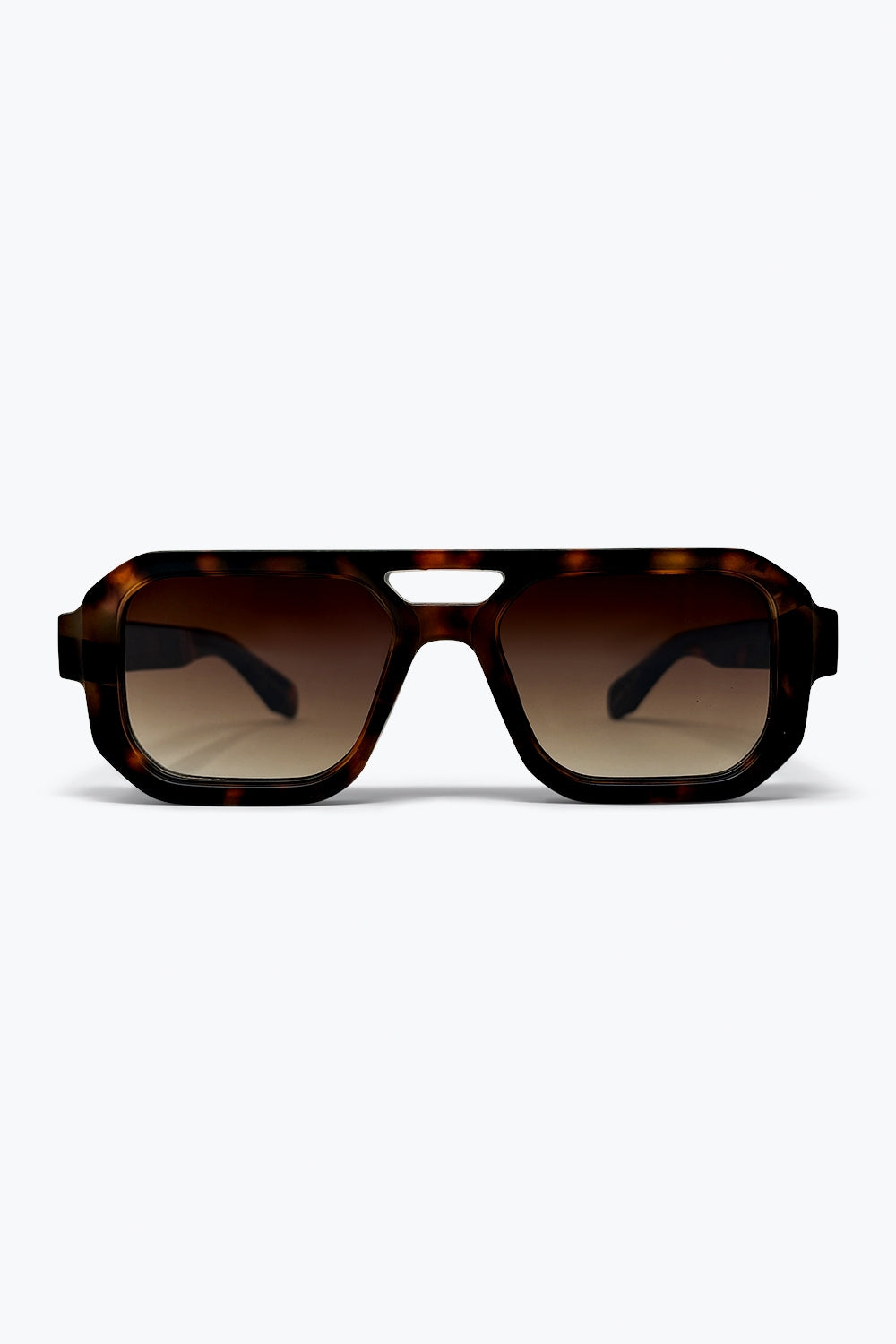 Brown Tortoiseshell Acetate Angular Frame Oversize Sunglasses