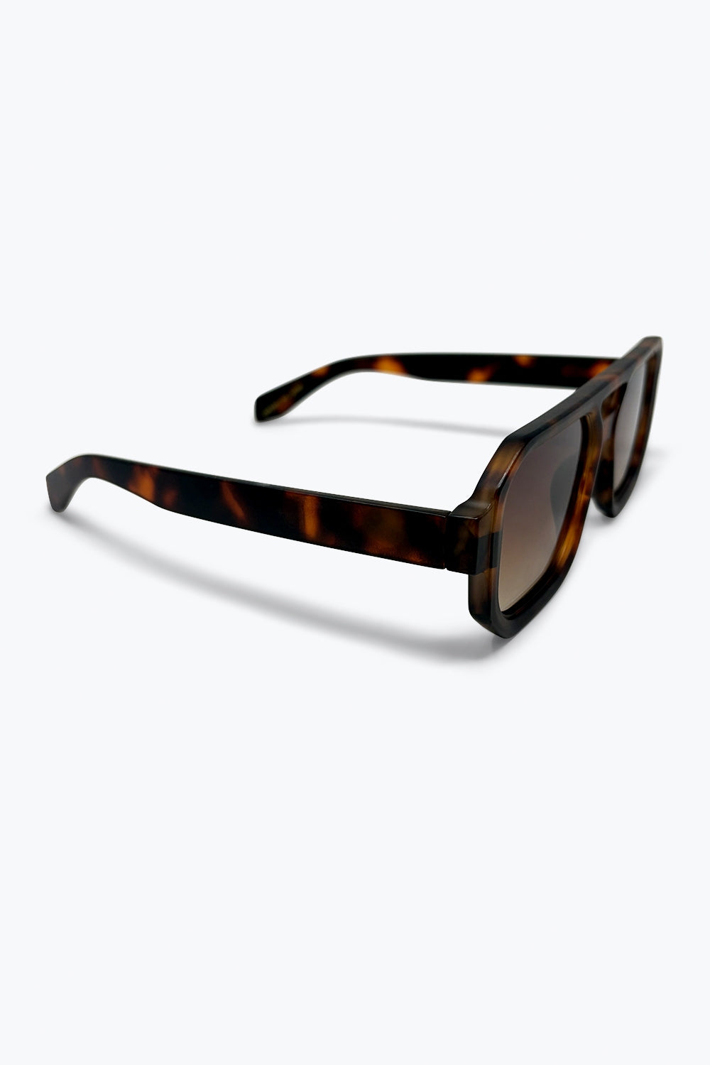 Brown Tortoiseshell Acetate Angular Frame Oversize Sunglasses