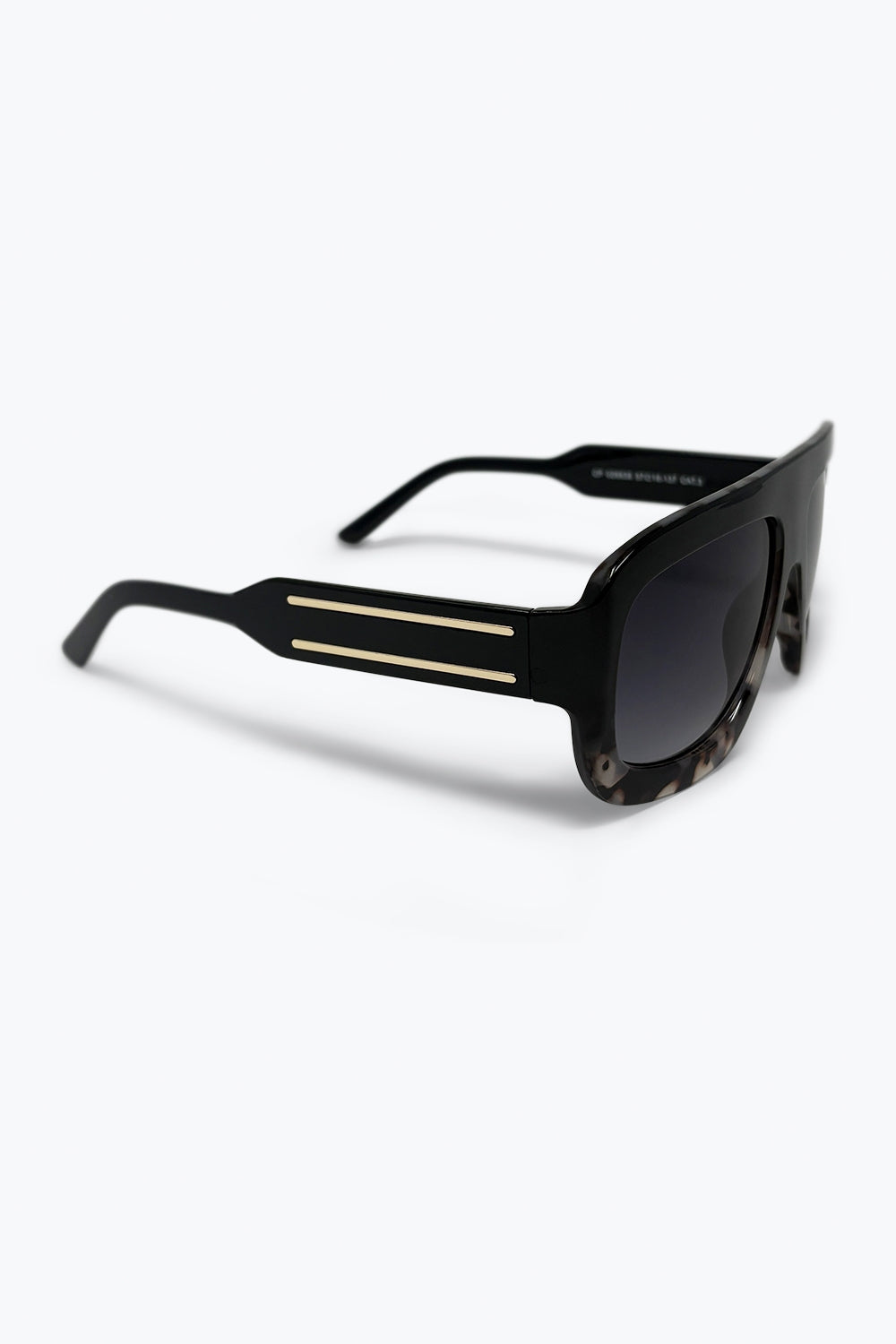 Black Tortoiseshell Frame Oversize Shield Sunglasses With Gradient Lenses