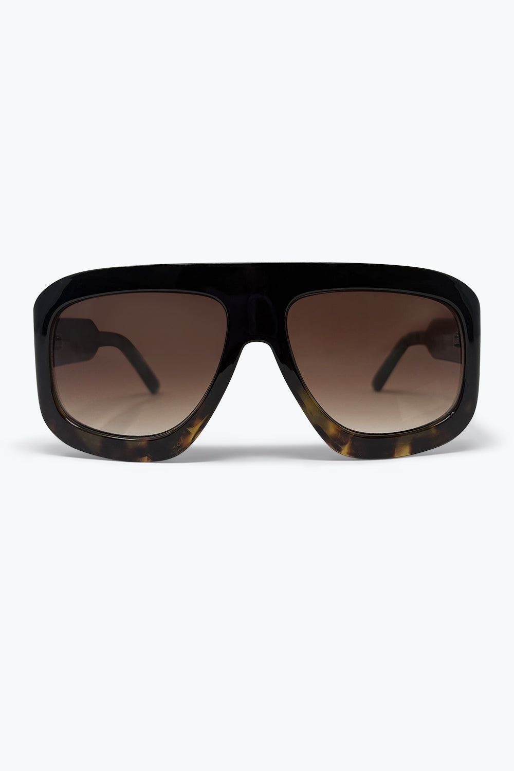 Black Tortoiseshell Effect Square Frame Gradient Lens Sunglasses