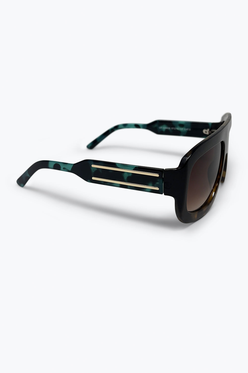 Black Tortoiseshell Effect Square Frame Gradient Lens Sunglasses