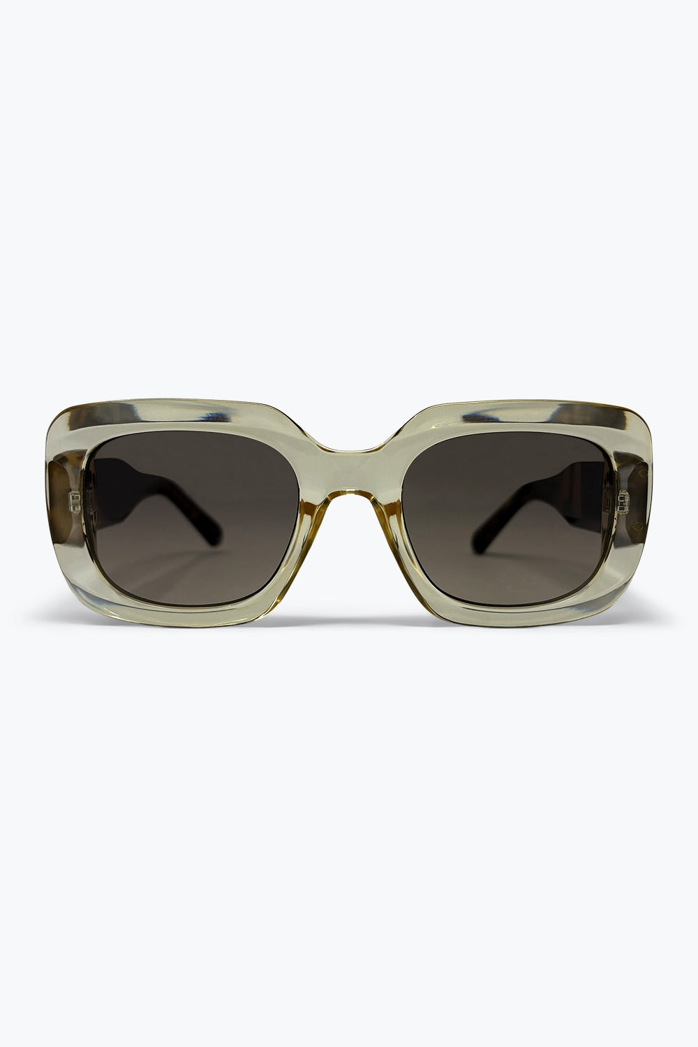 Khaki Square Acetate Wide Frame Gradient Oversize Sunglasses