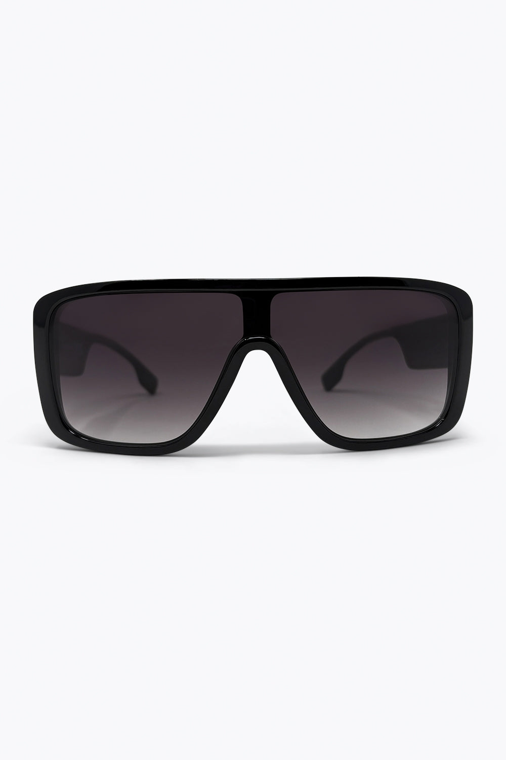 Black Oversize Shield Frame Gradient Lens Sunglasses