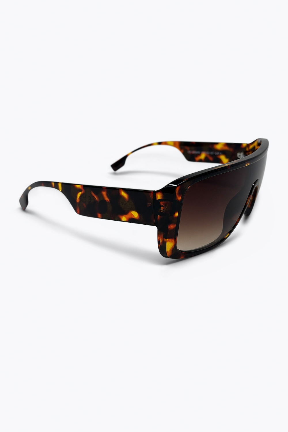 Brown Tortoise Shell Acetate Wide Shield Frame Sunglasses