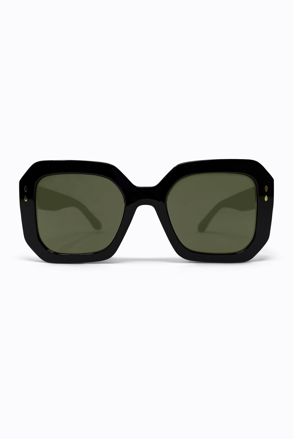 Black Geometric Acetate Gold Stud Oversize Square Sunglasses