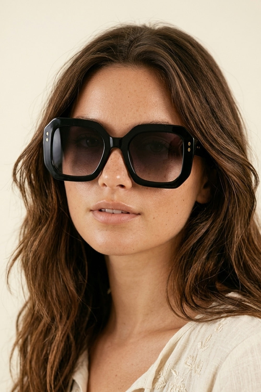 Black Oversize Square Frame Gradient Lens Sunglasses