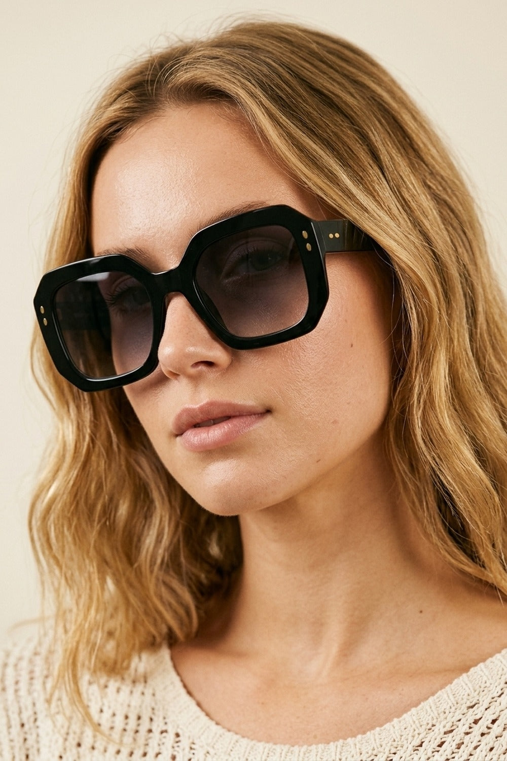 Black Gradient Lens Bold Square Oversize Sunglasses