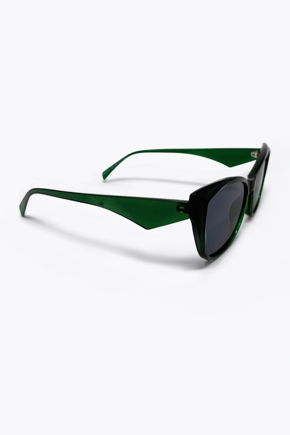 Green Glossy Cat Eye Thick Frame Classic Sunglasses