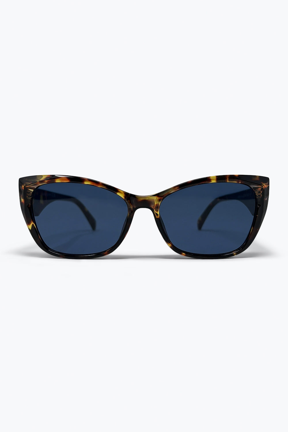 Multicolor Tortoiseshell Cat Eye Blue Lens Acetate Sunglasses