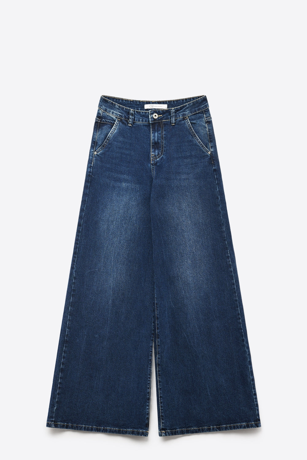 Super wide leg jeans in mid-wash - Denim