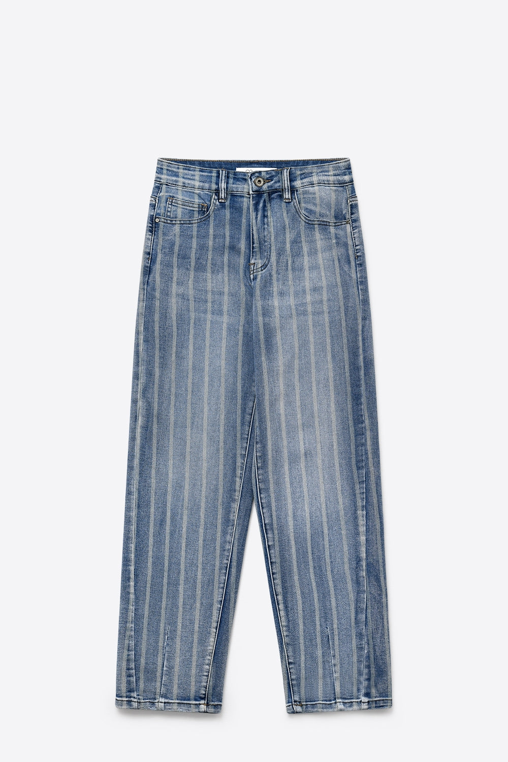 Stripe Design stretch Denim mom Leg Jeans in medium wash - Denim