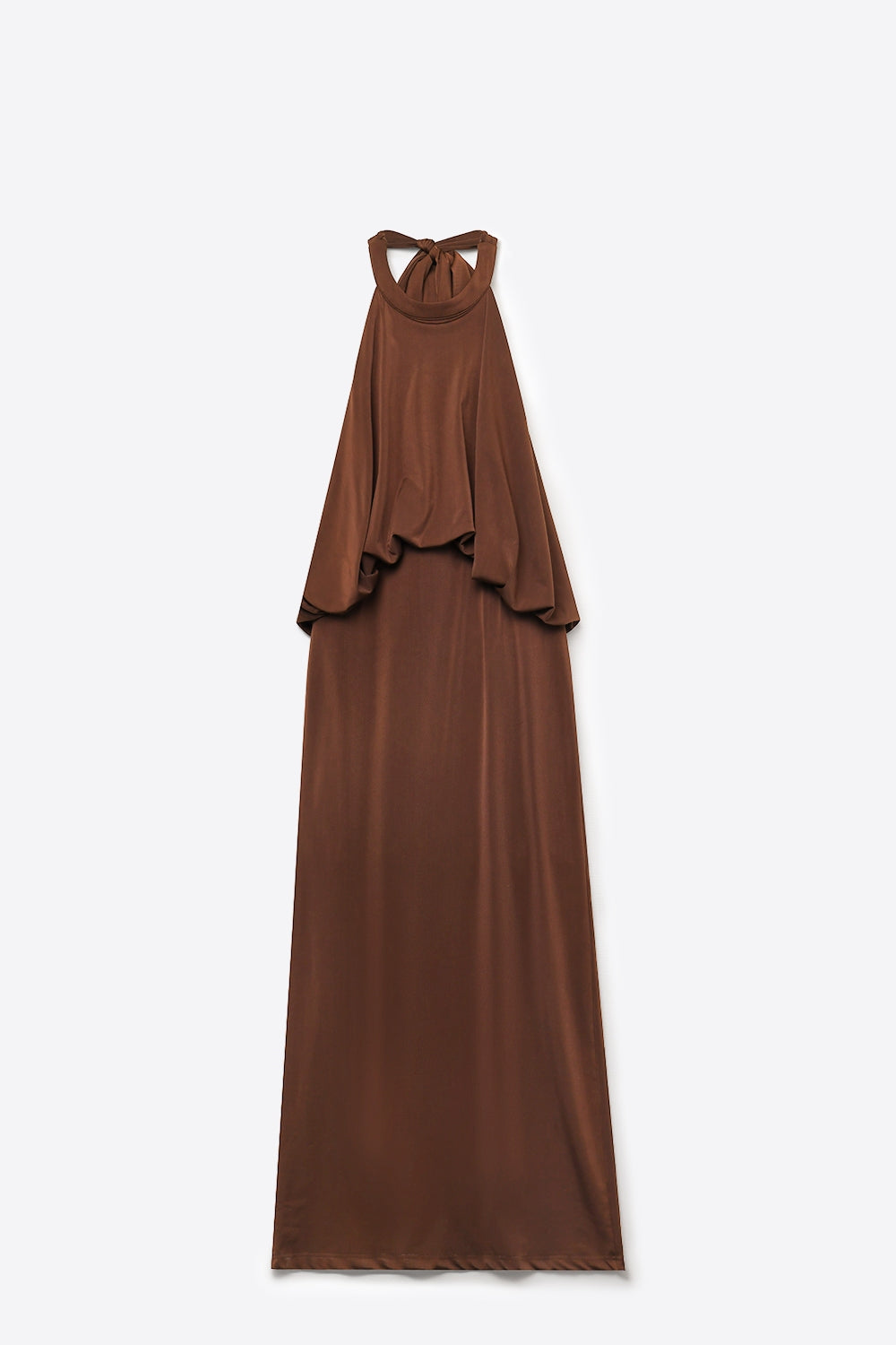 soft stretch fabric Halter Neck Maxi Dress in brown - dress