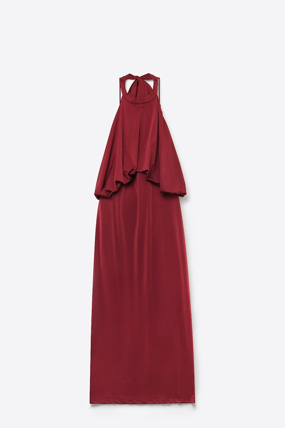 soft stretch fabric Halter Neck Maxi Dress in Burgundy - dress