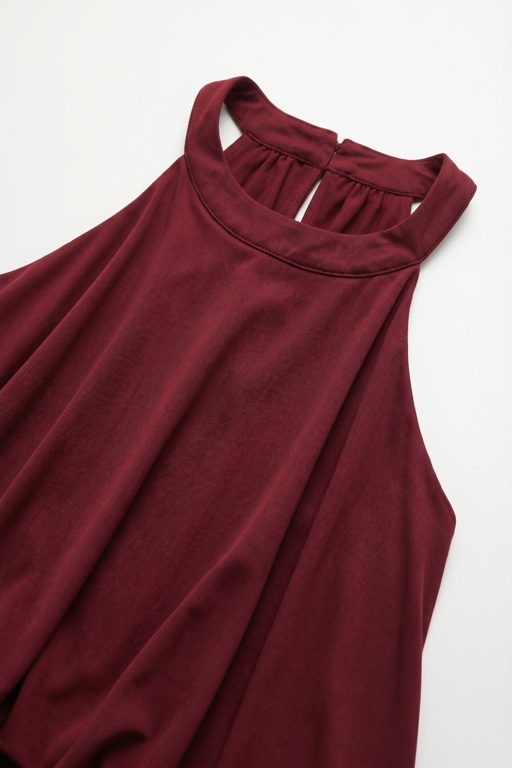 soft stretch fabric Halter Neck Maxi Dress in Burgundy - dress