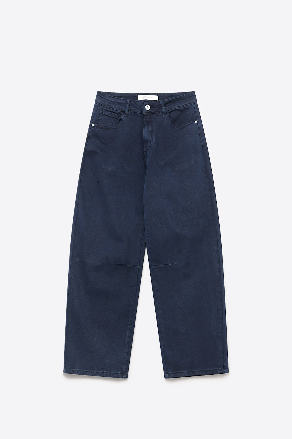 Navy soft stretch Denim Wide Leg Jeans with seam at the knee - Coloured Jeans