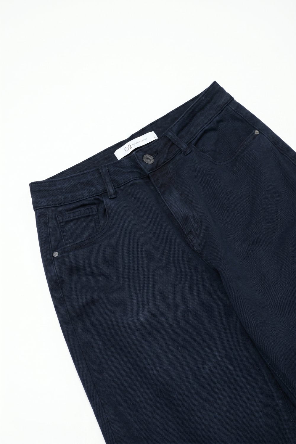 Navy soft stretch Denim Wide Leg Jeans with seam at the knee - Coloured Jeans