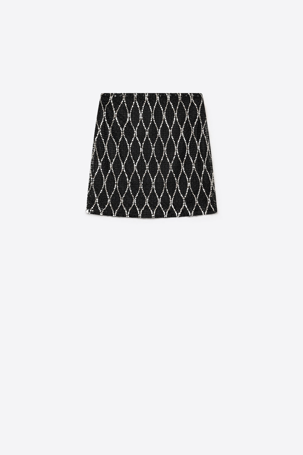 Black Sequin Diamond Mesh Mini Skirt - Skirts