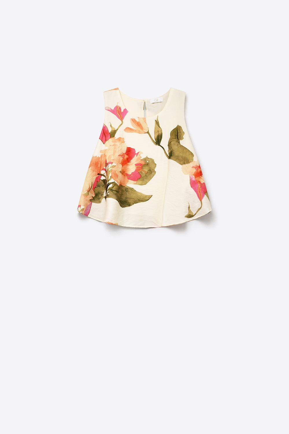 Cream Floral Print Sleeveless Top