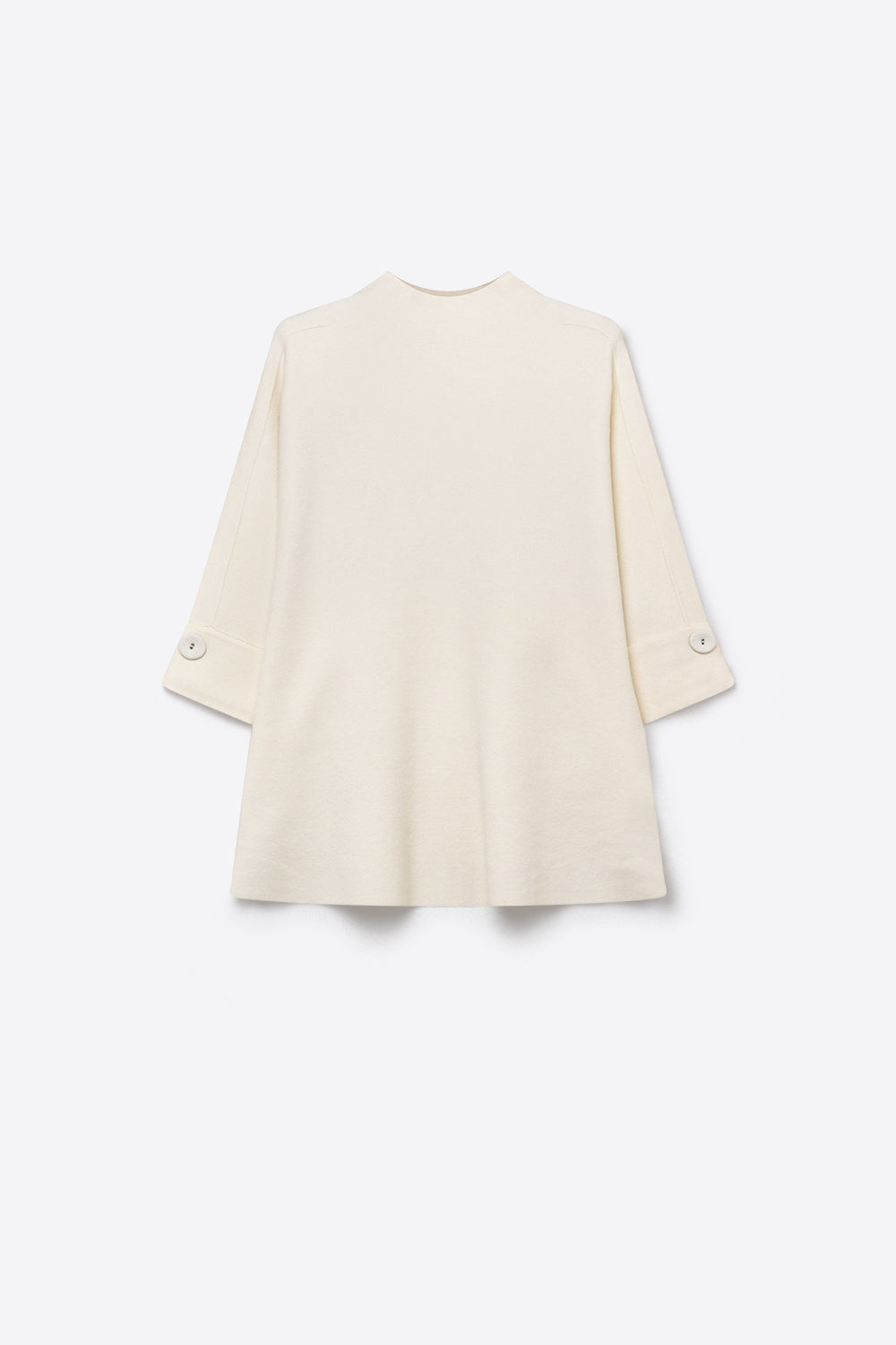 White Knitted Sweater with Button Details