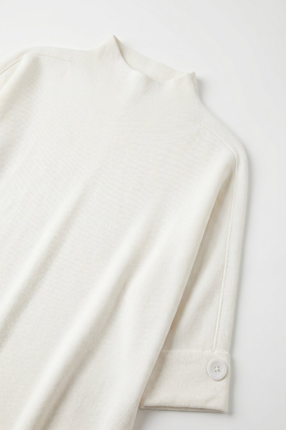 White Knitted Sweater with Button Details