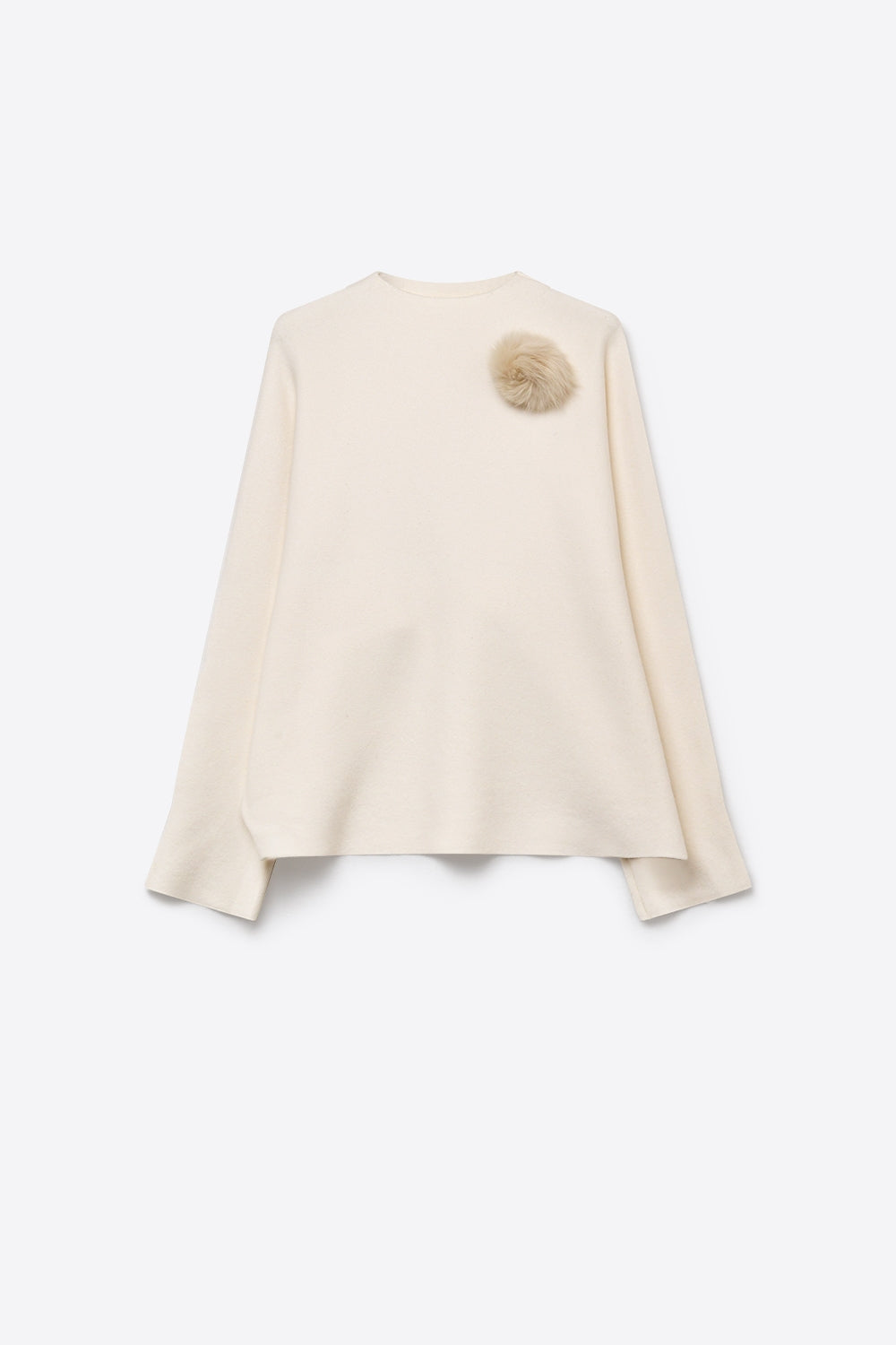 Cream chunky Knit Sweater with Pom-Pom Detail - Jumpers
