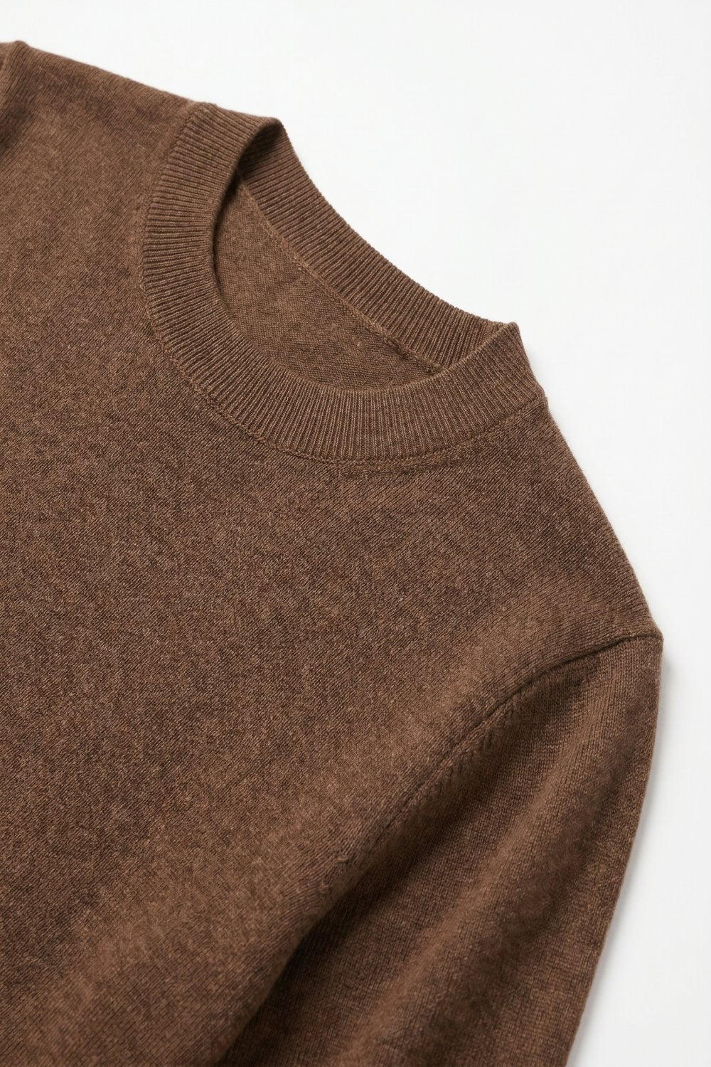Camel Merino Wool Blend Fine Knit Crew Neck Short Sleeve Sweater - Jumpers
