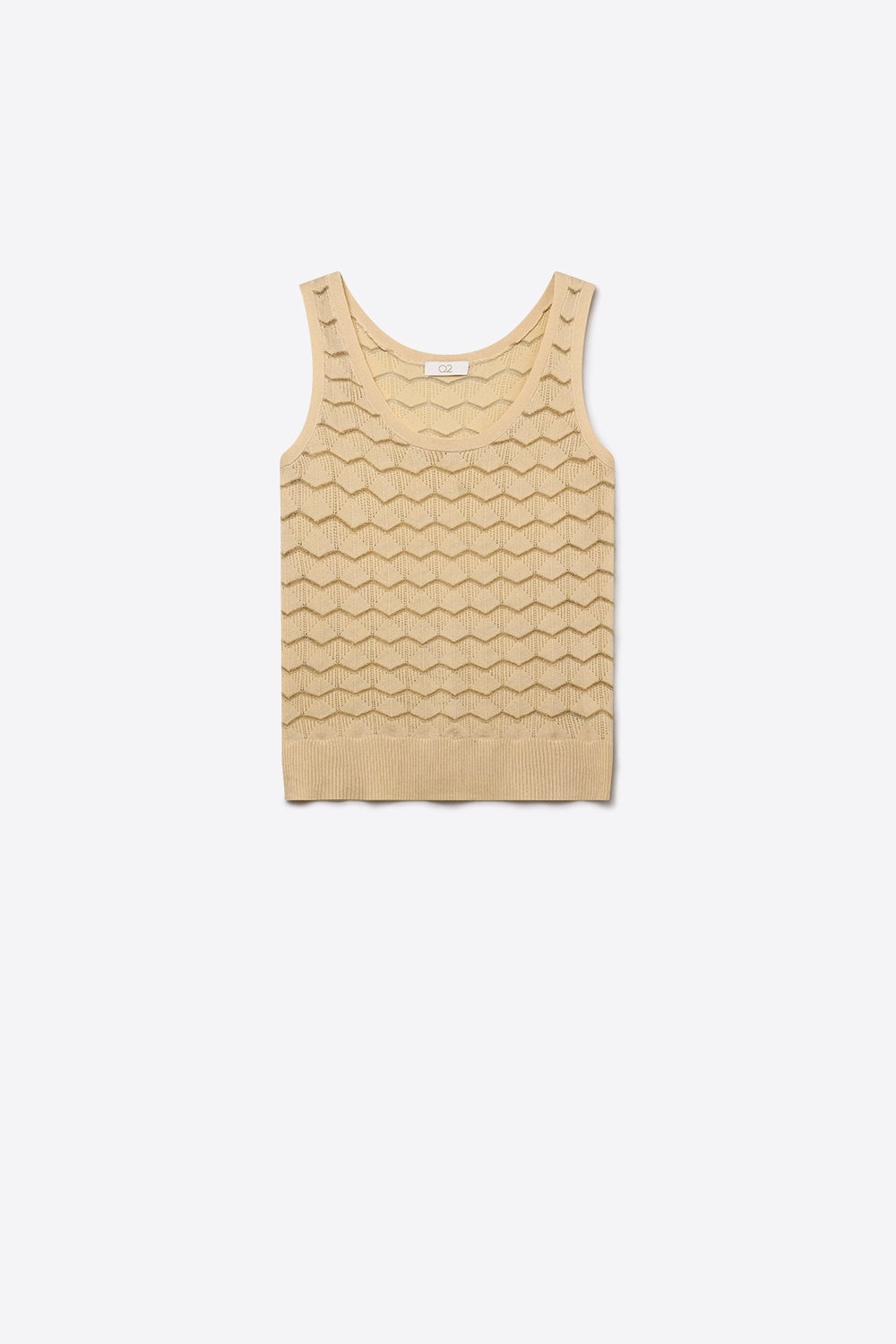 Beige Geo Knit Textured Sleeveless Top