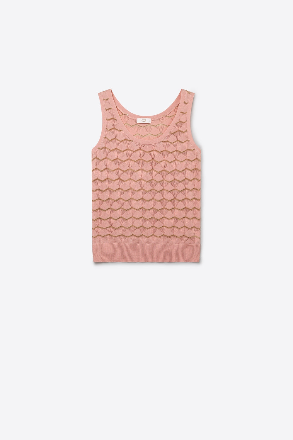 Light Pink Geo Knit Metallic Trim Top