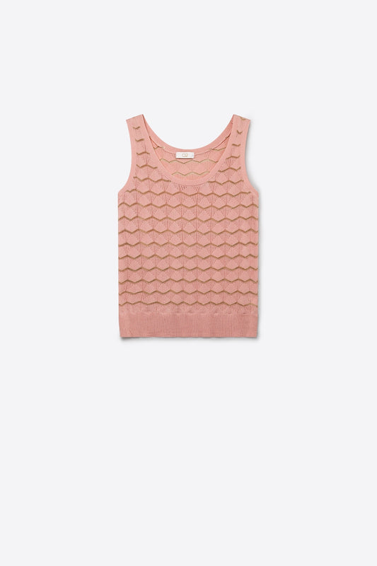 Light Pink Geo Knit Metallic Trim Top