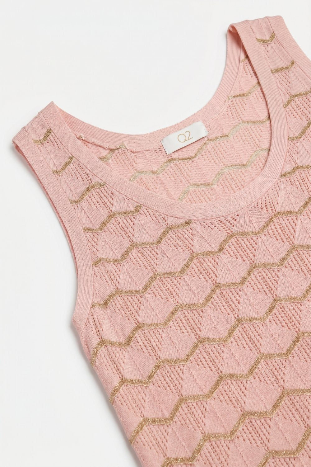 Light Pink Geo Knit Metallic Trim Top