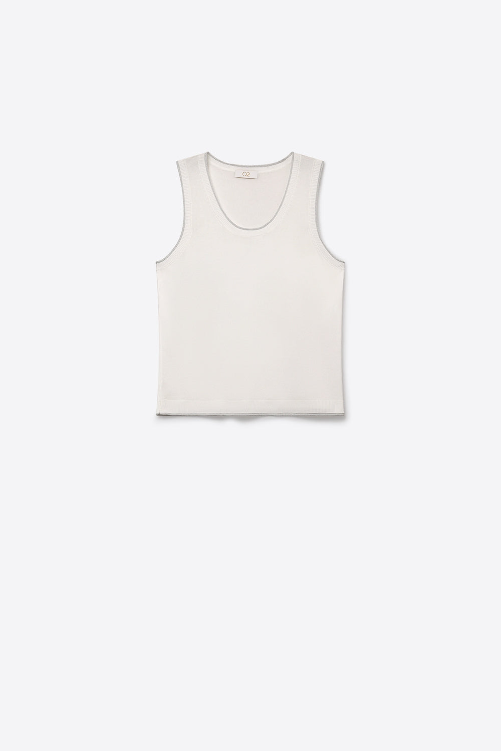 White Fine Knit Ribbed Trim Regular Fit Tank Top