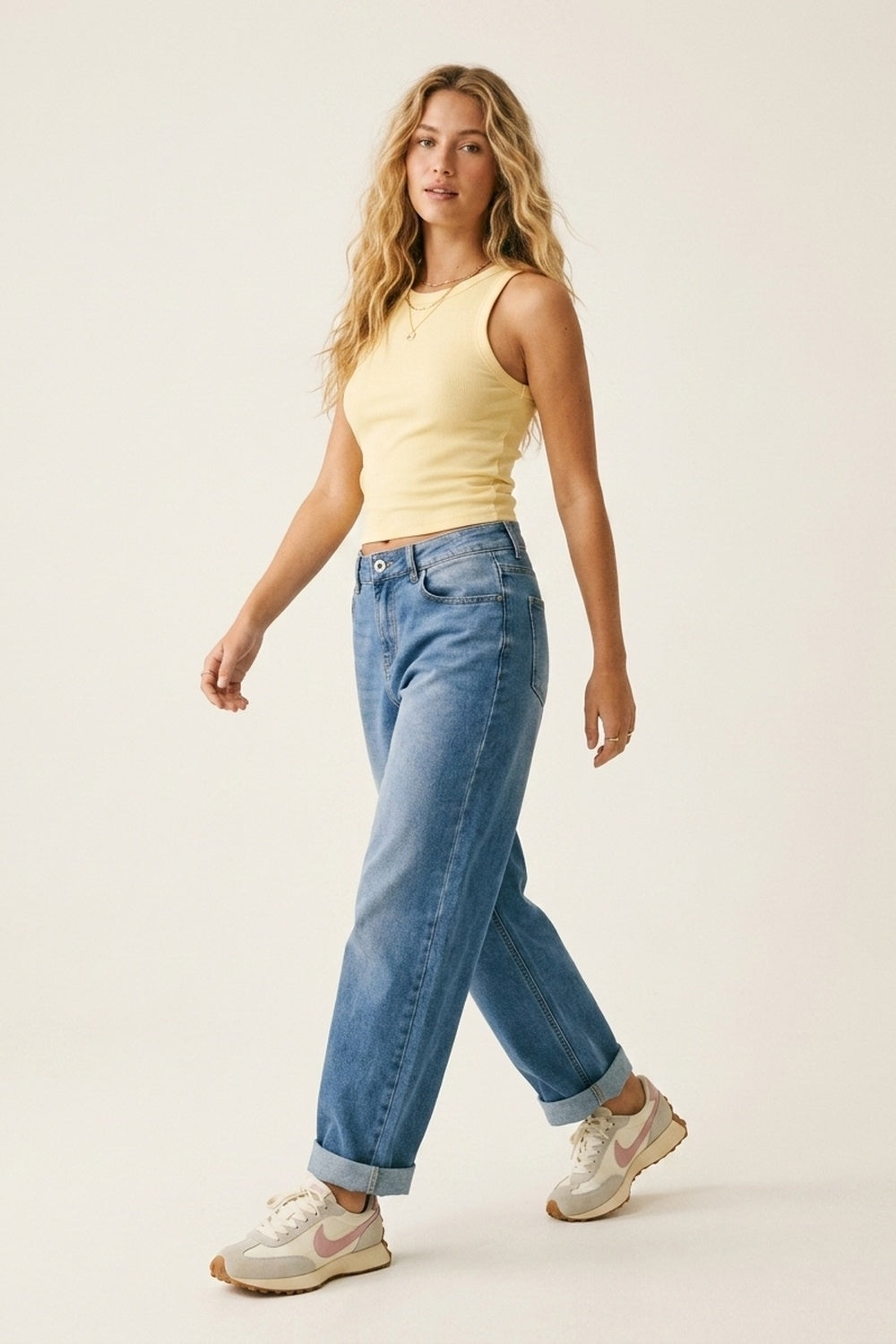 Blue Relaxed Fit Light Wash barrel Jeans with side stitching - Denim