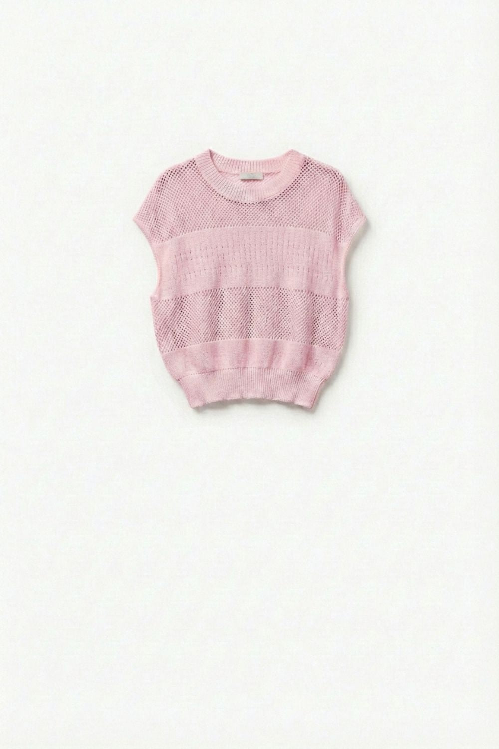 Pink Open-Knit Sleeveless Sweater in crochet