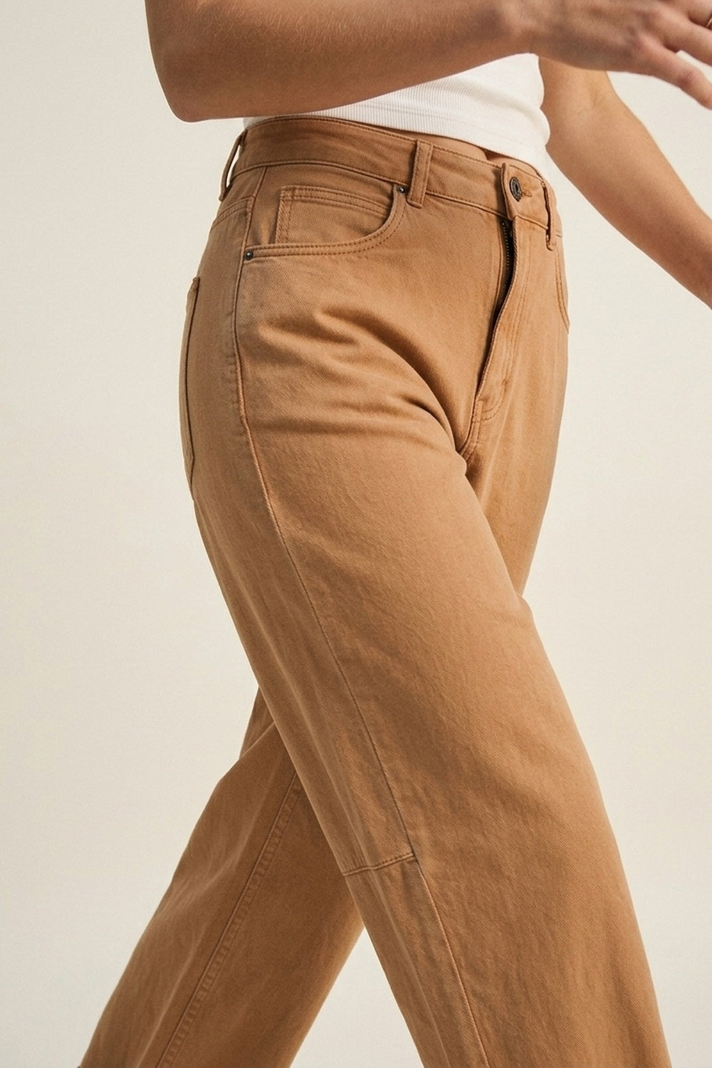 Orange Wide-Leg Barrel style Pants with Rolled Hems - trousers