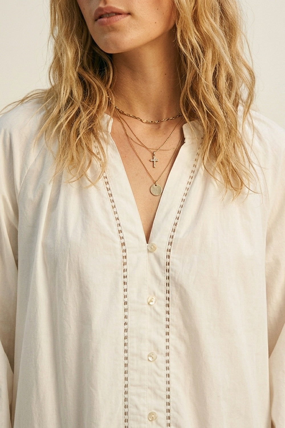 Lightweight Cotton Poplin Peasant Dress in white with Ruffle Hem - dress