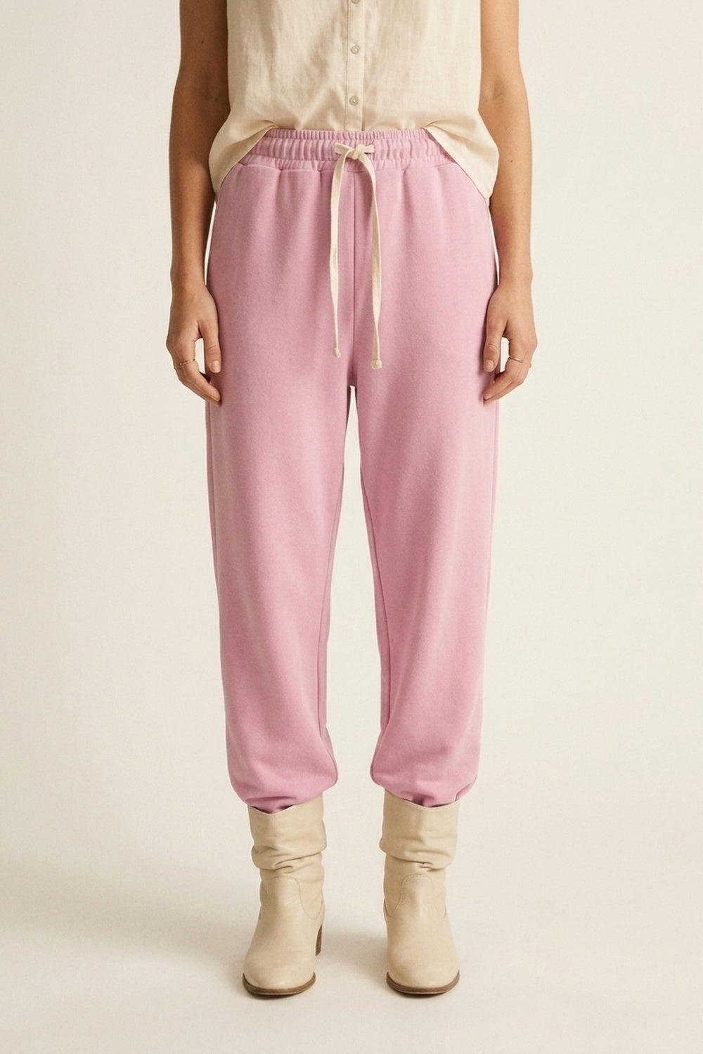 Relaxed Fit Drawstring jogger Pants in pink