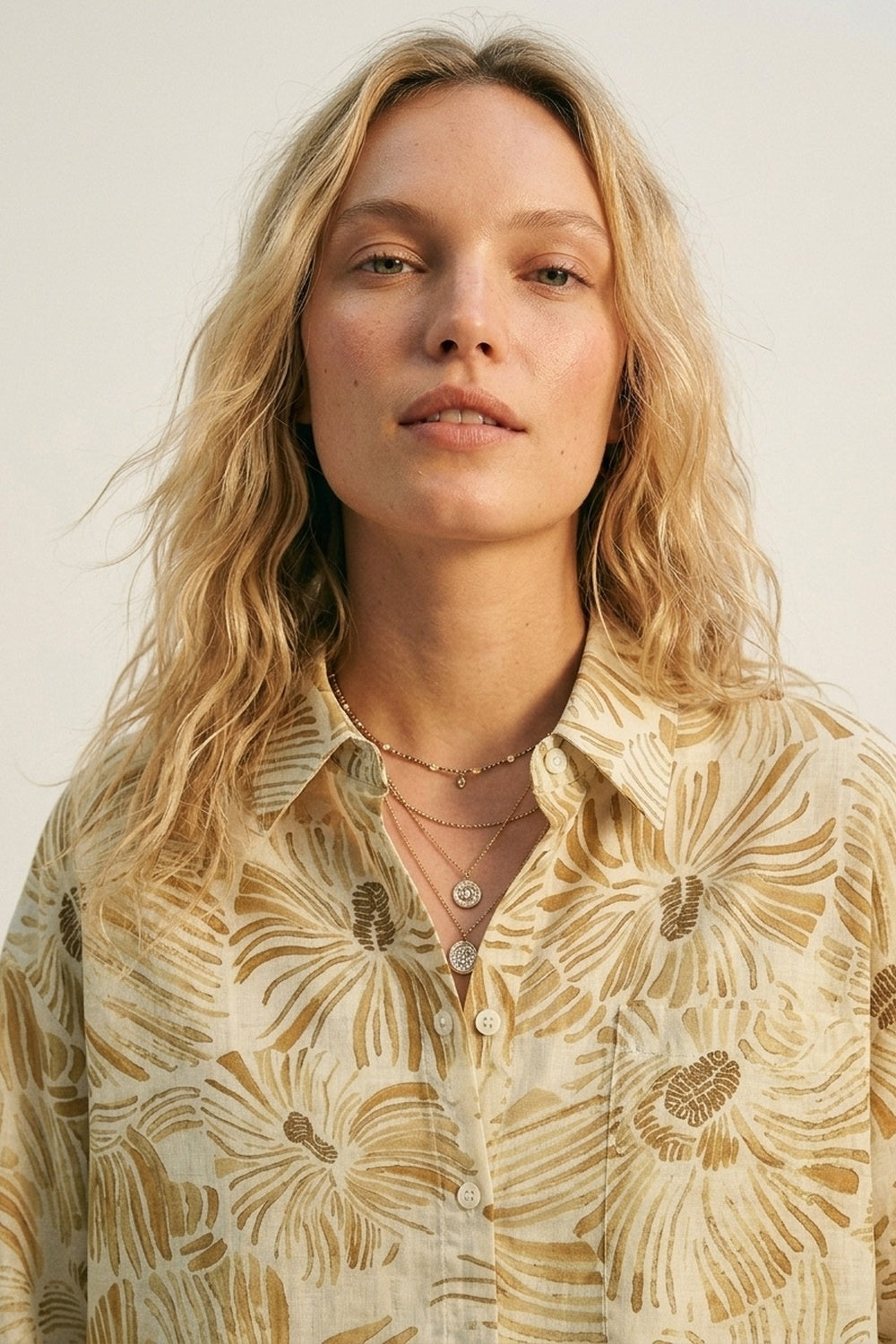 Floral Button-Up Relaxed Fit Shirt in yellow - Shirts