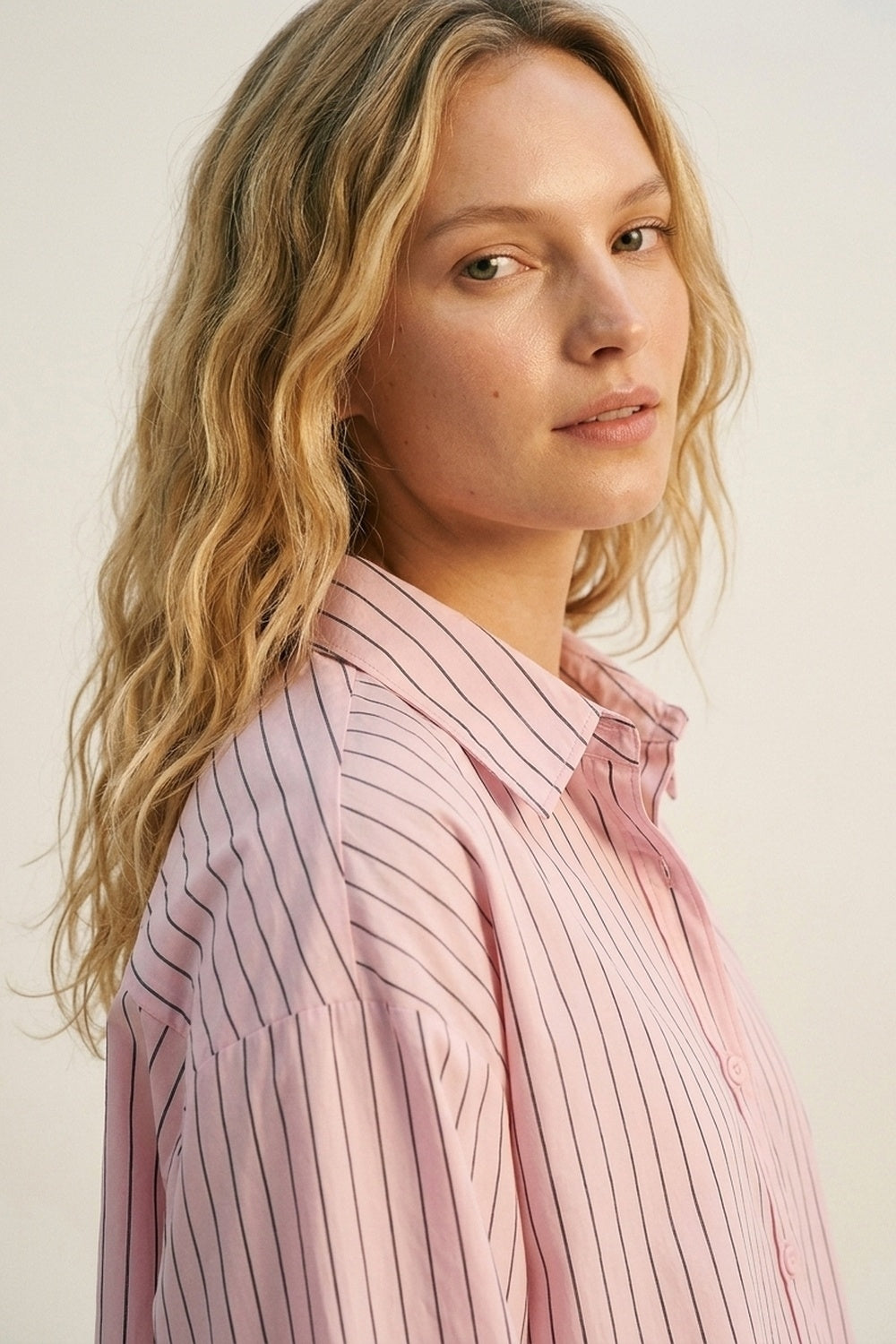 Stripe Lightweight long Shirt in Light Pink - Shirts